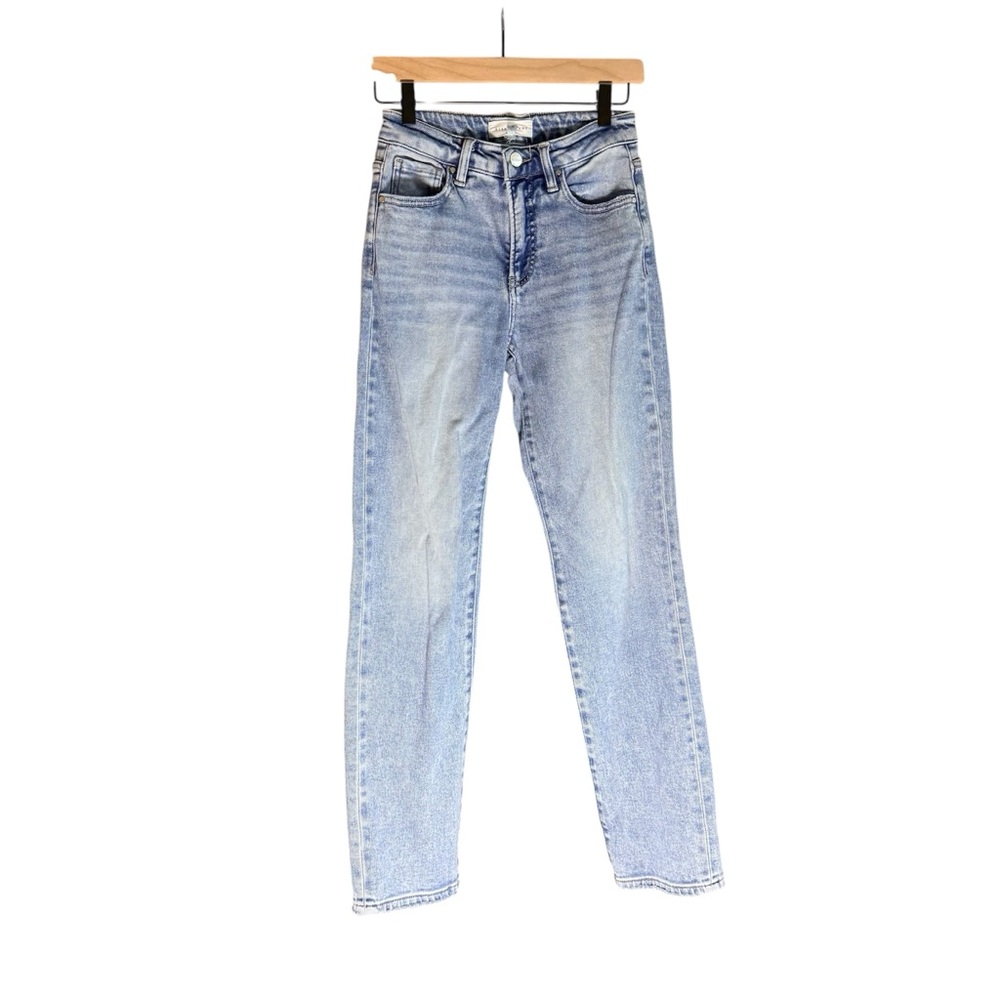 Risen Lively‎ High Rise Crop Straight Roll-Up Jeans Light Blue Wash Size 1/25